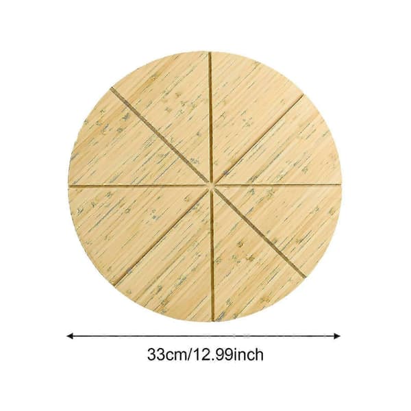 Pizzaskärbräda Bambu Pizzabricka Matberedningsbricka Ostserveringsfat med 26-27 8 grids 33cm