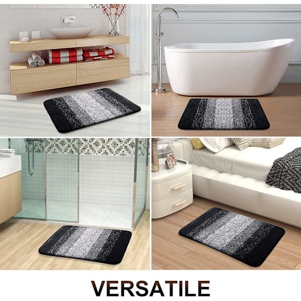 Luksuriøs Badeværelsesmåtte 24x16, Ekstra Blød og Absorberende Mikrofiber Bademåtte, Skridsikker Plysset Shaggy Badetæppe