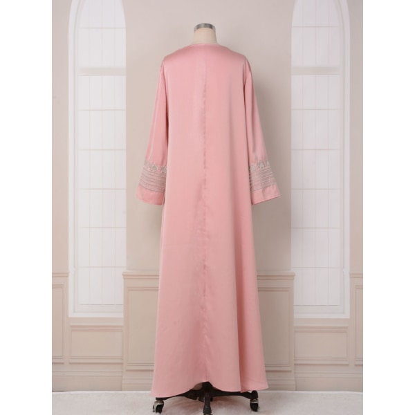 Broderad klänning för kvinnor med elegant temperament (rosa, XL) Pink XL