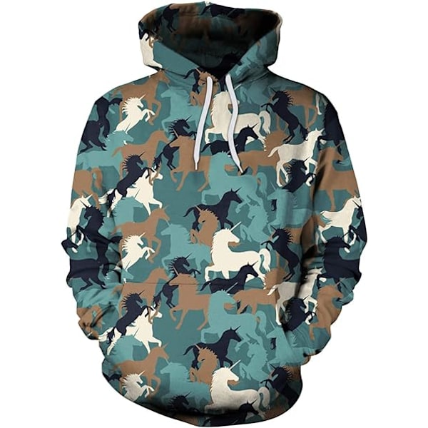 Herr långärmad huvtröja Halloween rolig besättning hals sweatshirt med känguruficka jul flerfärgad 3D-tryck tröja tröja（Storlek：M） Style06 M