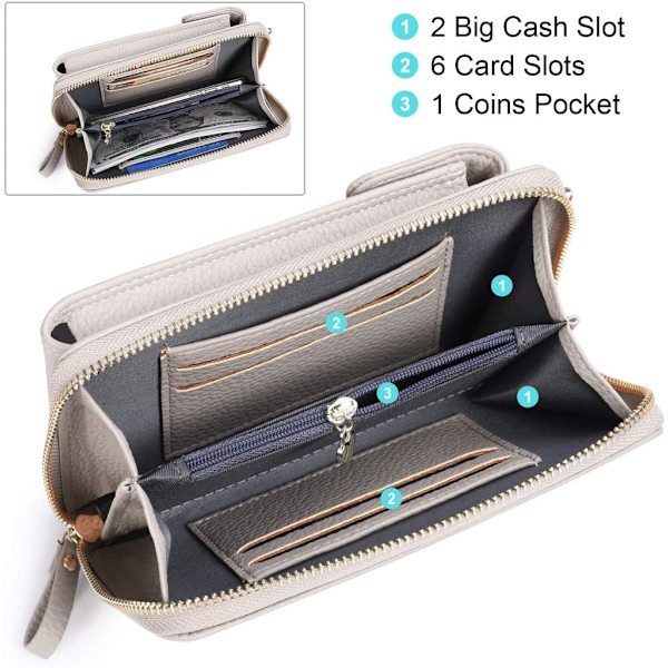 Damväska för mobiltelefon, axelväska, shopper-mobilväska, crossbody, liten plånbok i PU-läder