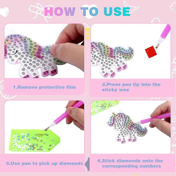 15 stk. diamantmaleri-kunstkits til børn, 5d diamantmaleri-nøgleringe-MXBC
