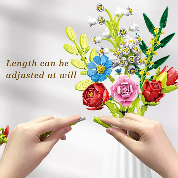 Blombukett Byggset, 683PCS Blombyggstenar, Konstgjorda Blommor Botanisk Samling Byggklossleksaker