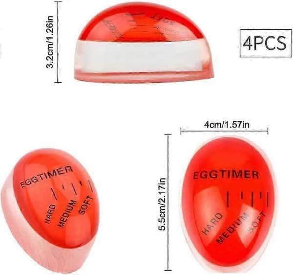 Egg Timer, 4 stk. fargeskiftende eggtimer, eggkoker for 4 hardhetsgrader, eggtimerfarge, velg modenheten til eggene i henhold til temperatur og