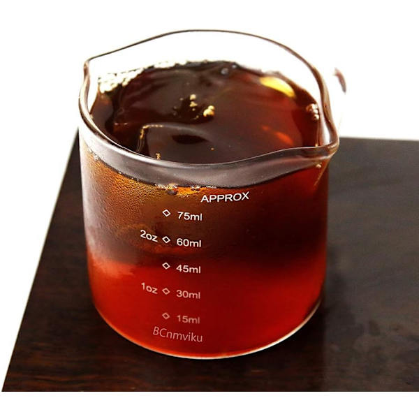 2 kappaletta kaksinkertaiset kaatonokat mittaavat kolminkertaiset kannut maitoastiat 75 ml espressoshottilasit osat kirkas lasi