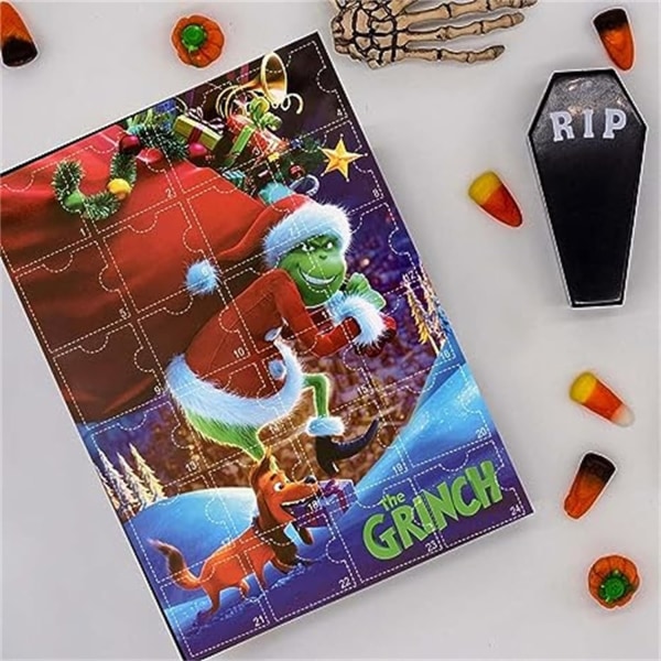 Julekalender 2023, adventskalender, adventskalender for barn, med 24 stk Grinch julefigurer for barn julegavefest