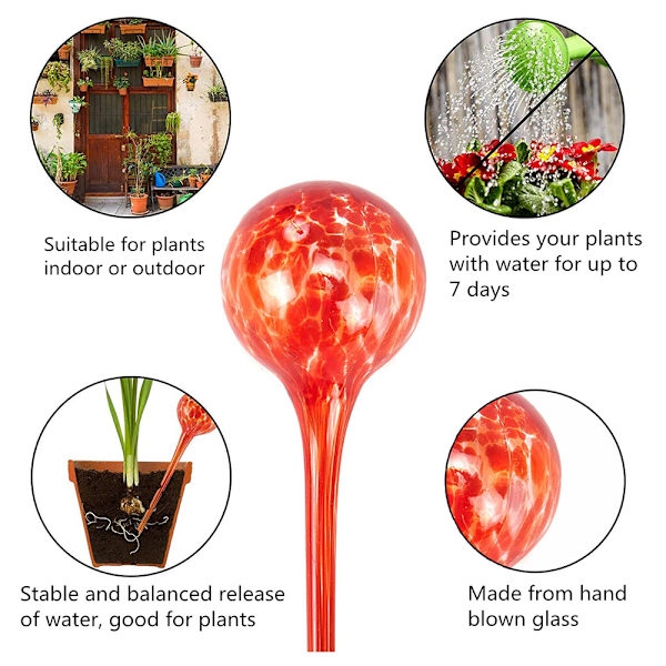 Färgglada bevattningsbollar Blombevattning från glasbevattningsarm Bevattningsbollar Små självvattnande blomkruka 6x15cm-4st