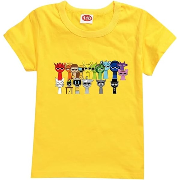 Sprunki T-paita pojille lapsille Sprunki paita faneille lahja hahmo painettu taapero t-paidat Sprunki Merch Opiskelija topit Yellow 150cm