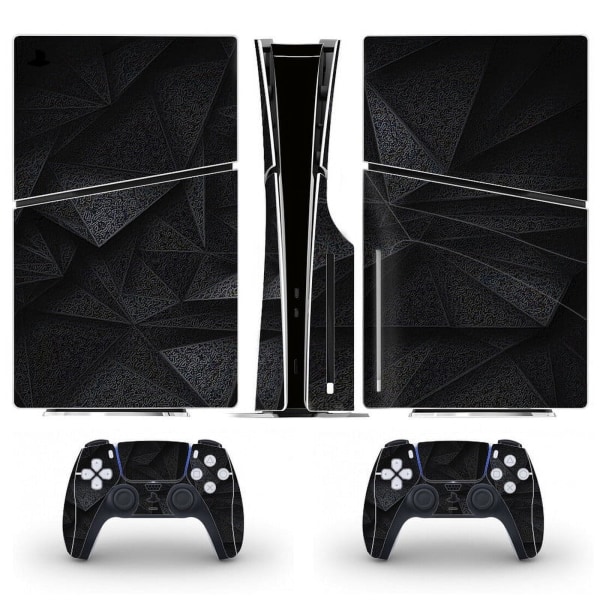 Playstation 5 Slim Ps5 Slim Geometrisk sort Skin Decal og Controller Stickers Sæt, Ridsefast (Disk) Style03