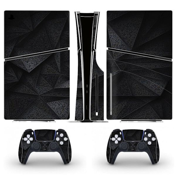 Playstation 5 Slim Ps5 Slim Geometrisk svart Skin Decal och Controller Stickers Set, Reptålig (Disk) Style03