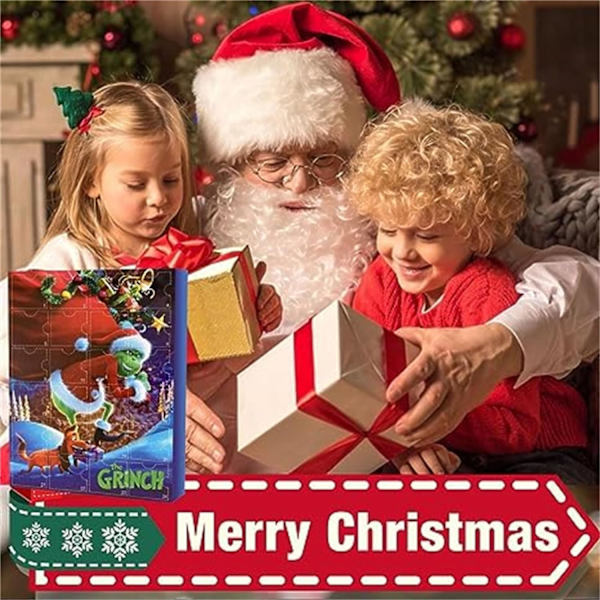 Julekalender 2023, adventskalender, adventskalender for barn, med 24 stk Grinch julefigurer for barn julegavefest