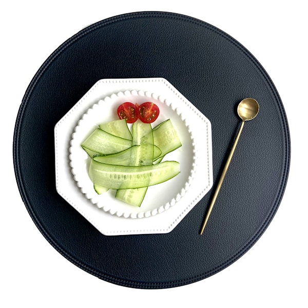 4-pack Placemats i Konstläder Runda 38x38cm Black