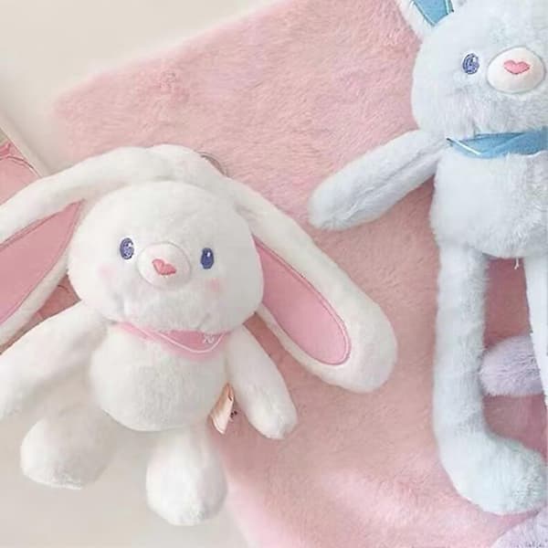 Plush Rabbits with Pullable Ears Stress Relief Rabbit Toy Christmas Gift Purple