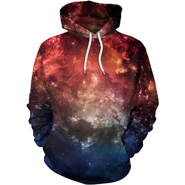 Herre Langærmet Hoodie Halloween Sjov Crew Neck Sweatshirt med Kængurulomme Jul Flerfarvet 3D Print Jumper Sweater（Størrelse：L）