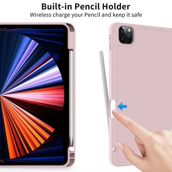 ZOYU Etui til iPad Pro 11 tommer 4./3./2. generation med penneholder, til iPad Air 4./5. generation 10,9 mini 6 Trefoldigt stativ Smart Etui Sort