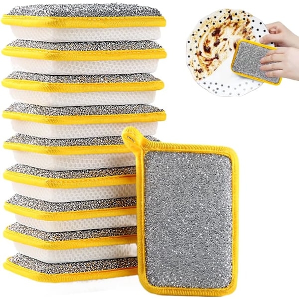 Disksvamp, dubbelsidig köksdisktrasa, absorberande svamp för flera ändamål, diskrengöringsdyna för skålar, diskmaskin för kök 10pcs