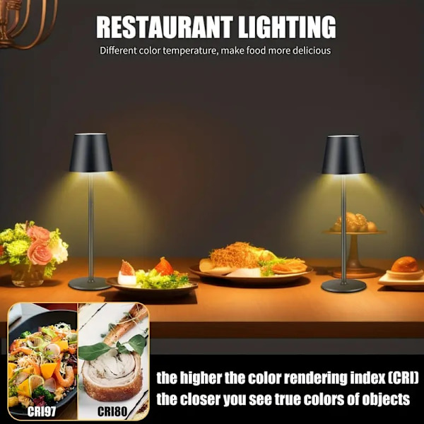 Uppladdningsbar bordslampa Premium Sense sovrum sängbordslampa nattlampa restaurang skrivbord matbord bar stämningsbelysning White