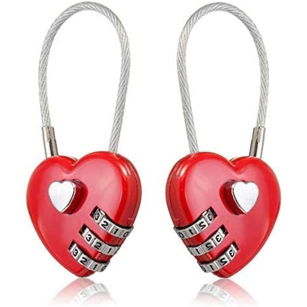 2 st stållina hjärtform kärlekslås 3 digitalt kombinationshänglås Återställbart lösenord för resväskor