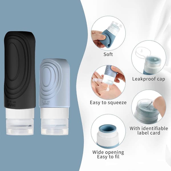 Travel Size Silicone Toiletry Container Set 17-piece