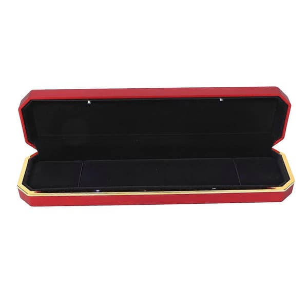 Armband Presentförpackning Flockning Inuti Elegant Skyddande Smyckesförvaring Displayfodral med Ljus för Bröllopsförlovning Röd