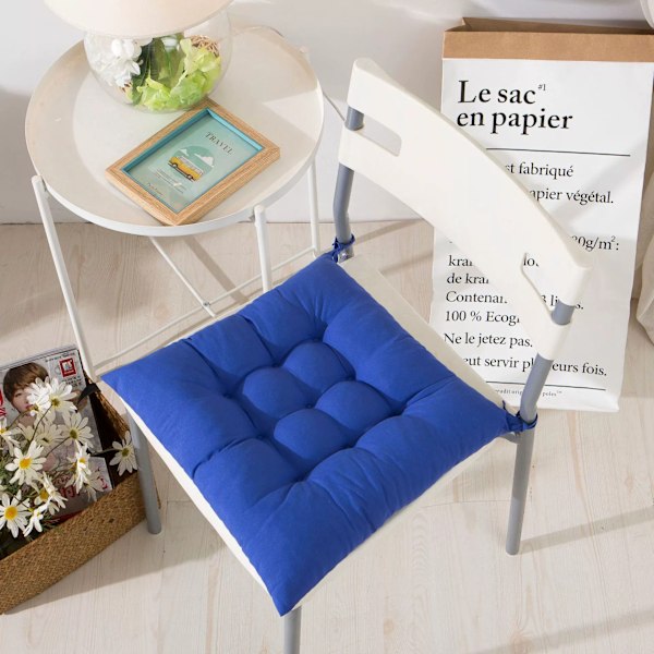 4 st mjuka stolsdynor, stolsdynor med band, stolsdynor matsal för trädgård uteplats kök matsal (40x40cm) Royal blue