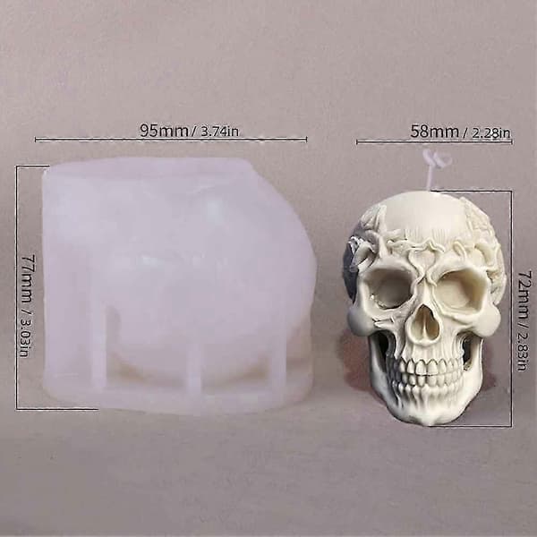 Rose Skull Stearinlysform DIY Sjokoladekake Håndlaget Halloween Dekorform C White