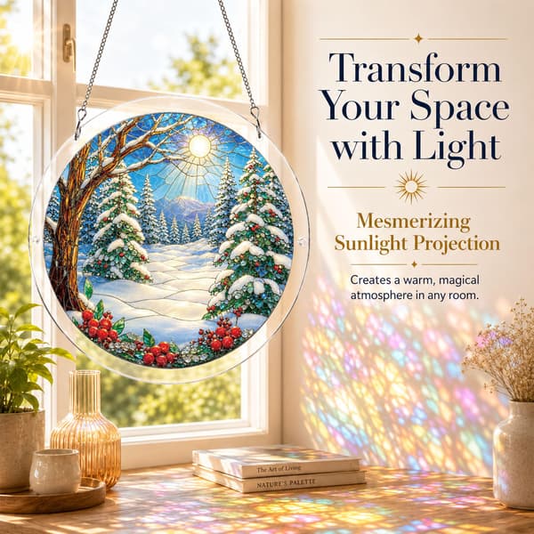 Winter Forest Acrylic Puzzle Suncatcher, 83 Pieces DIY Window Decor Winter Forest