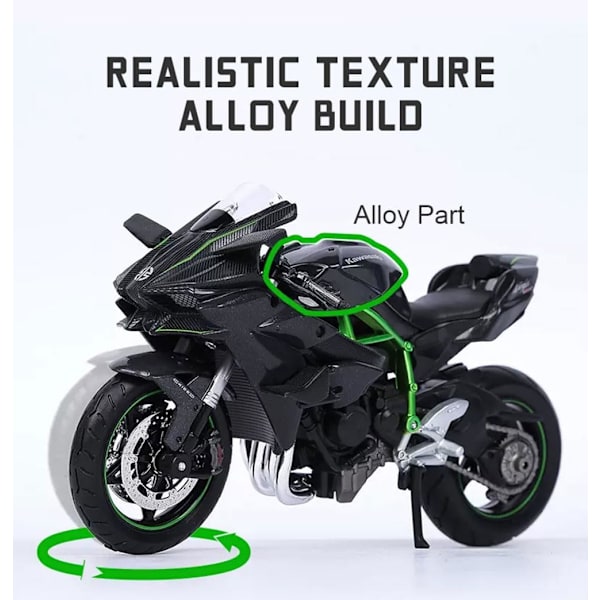 1:12 Motorcykel - Kawasaki Ninja H2R Motorcykel Legering Støbt Model med Base Simulering Motorcykel Samling Gave 1/12 Skala