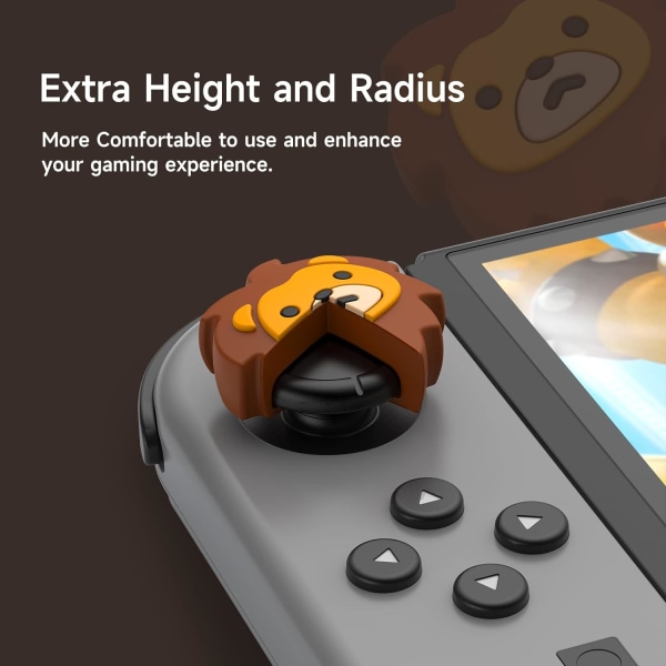 Peukalotupit Nintendo Switchille, söpöt joystick-suojakupit 3D-kuviolla, pehmeät ja ihastuttavat silikoniset analogiset 4 kpl:n sarja Switch/OLED/Lite-laitteille, leijona ja tiikeri