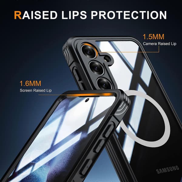 9H Glass Shockproof Mobile Case Compatible with Samsung Galaxy S25 FE with Magnetic Wireless Charging