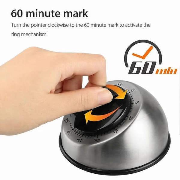 Mekanisk timer i rostfritt stål för runt bord
