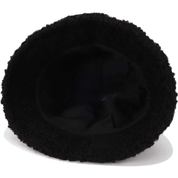 Vintermyk Fuzzy Bucket Hat i Kunstpels, Shearling Fiskehatt for Kvinner