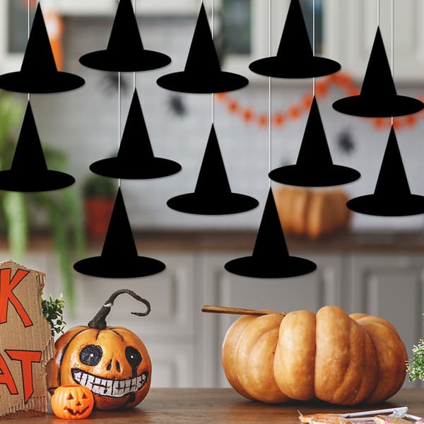 Papirhængende Halloween-pynt 12 stk. Traditionel hat Indendørsdekorationer