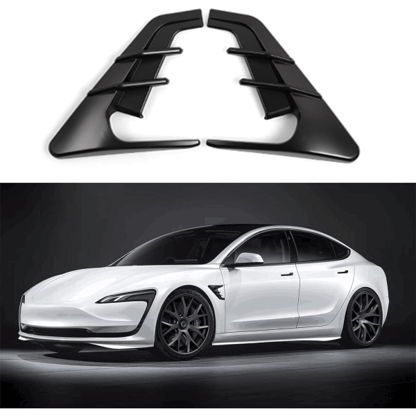 Deksel for luftinntak i bil, deksel for sidevingepanel, beskyttelsesramme for sidemarkørkamera, eksteriørtilbehør, for Tesla Model3&Y 2021, matt svart