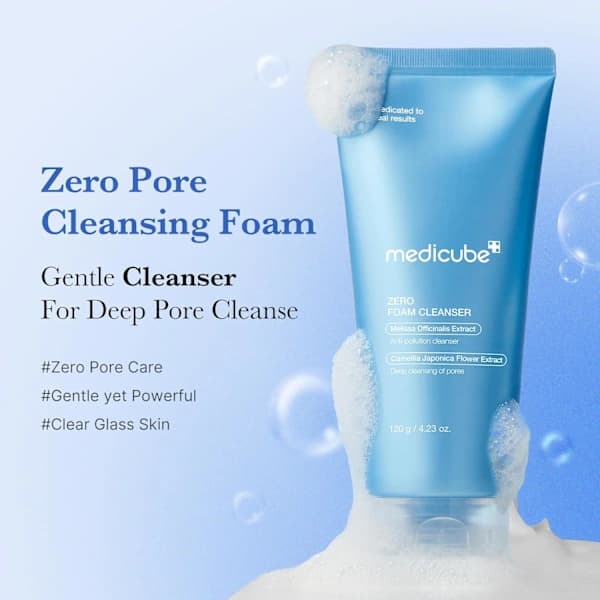 Medicube Zero Foam Cleanser (Suitable for Sensitive Skin) - Controls Oil, Balances Moisture, and Minimizes Pores.