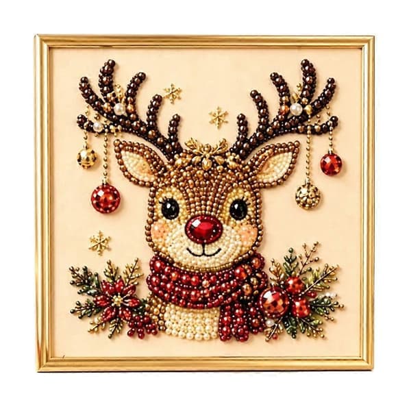 Gør-det-selv juleperle diamantmaleri kunstsæt med ramme 20*20cm A