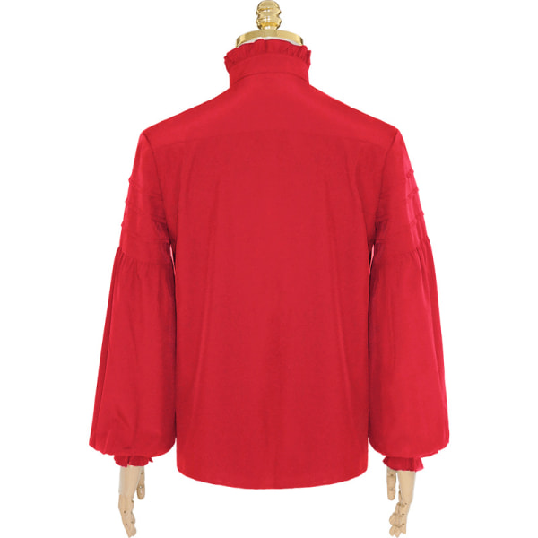 Kombinationsskjorta för herrkläder medeltida steampunk toppfoder (röd, L) Red L