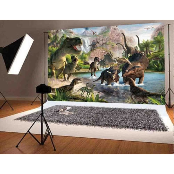 Jurassic Dinosaur Party -koristetausta valokuvausta varten, dinosaurusten valtakunta, lasten syntymäpäiväjuhlan banneri, viidakkosafarieläinten valokuvaustausta 5x3ft