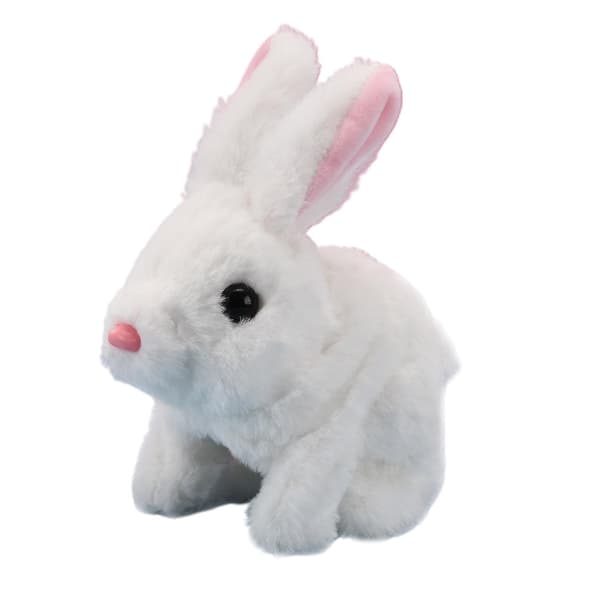 Interactive Educational Stuffed Animal Rabbit, Hopping, Walking, and Talking Toy White