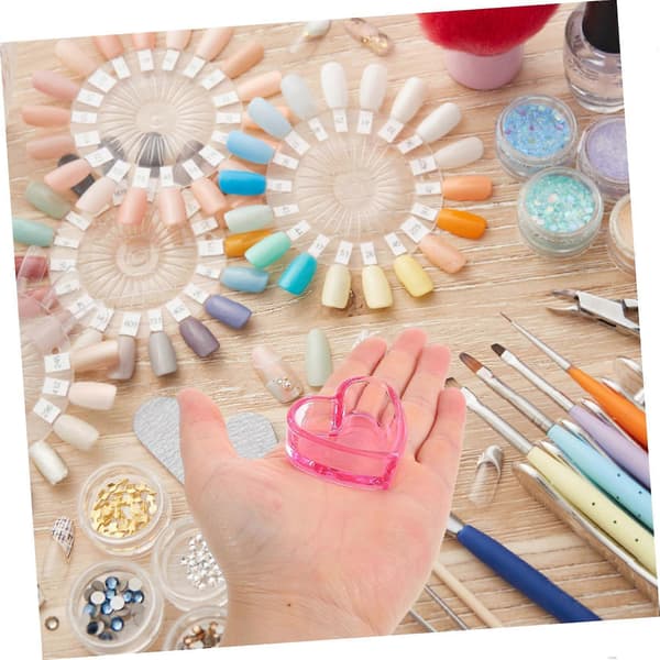 Hjerteformet glas negleskål akryl væskeholder til gør-det-selv manicure
