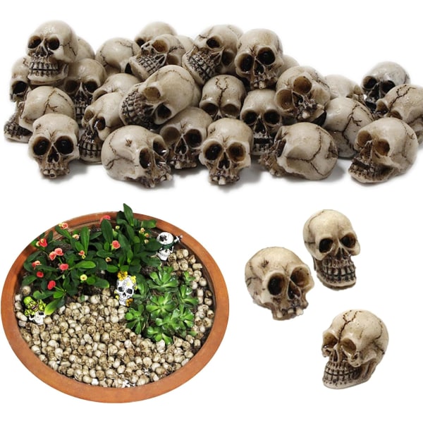 Halloween 20 stk Mini Skjelett Dekorasjon, Halloween Harpiks Skjelett, Falske Skjelett Leker, Skjelett Dekorasjoner for Landskap Hage Potting Dekorasjon