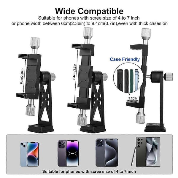 Metall telefonstativfeste med Arca Prot Cold Shoe 360° kulehode mobiltelefonstativadapter