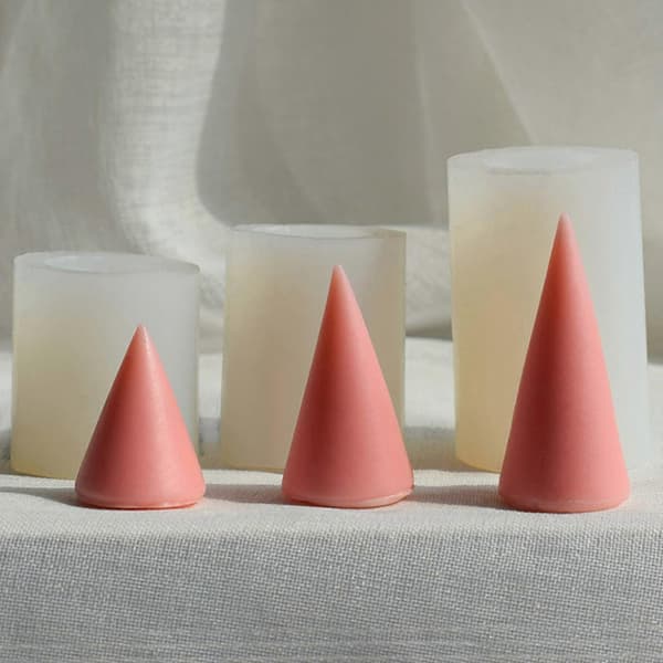 Koniske stearinlysforme 3D Geometrisk silikoneform til stearinlysfremstilling DIY sæbe epoxyharpiksform kage chokolade dekoration