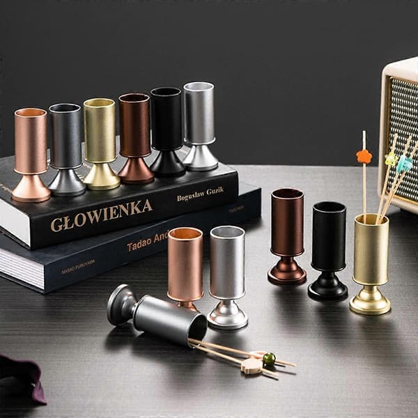 Minimalist Aluminum Toothpick Holder - Large Opening and Elegant Table Accessory
