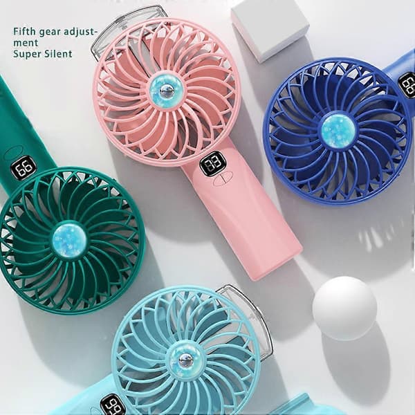 Ventilator USB Håndholdt Bærbar Genopladelig Spraytilstande Kølende Batterigaver Dark Blue
