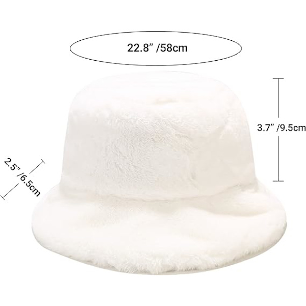Vinter Faux Fur Bucket Hat Fluffig Varm Mössa för Kvinnor Män
