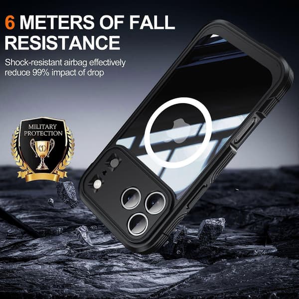 9H Tempered Glass Shockproof Case compatible with iPhone 17 Air with Magnetic Charging