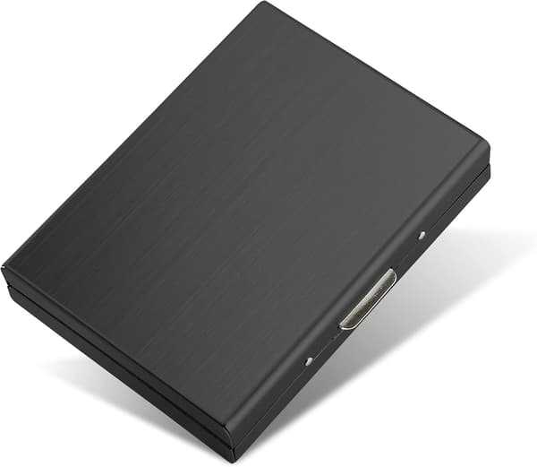 Kortholder med rum - Beskytter mod RFID - Rustfrit stål - Pung metal Sort
