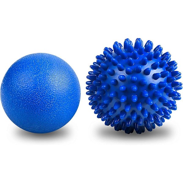 Piikkipallohierontasetti, 2 kpl vartalo- ja jalkahierontarulla, kova maapähkinähierontapallo plantaarifaskiittiin, triggerpisteterapiaan, syväkudoshierontaan, myo 2pcs  Blue 2pcs - Purple