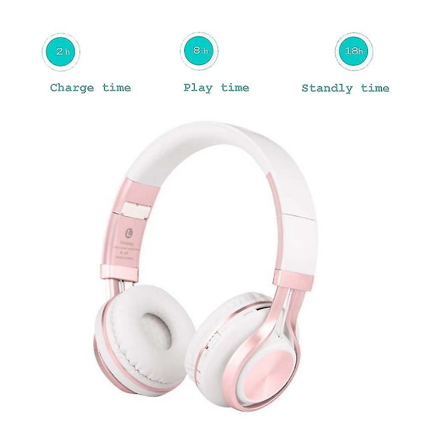 Bluetooth hovedtelefoner, foldbare stereo trådløse Bluetooth hovedtelefoner over øret med mikrofon og lydstyrkekontrol, trådløst og kablet headset til P